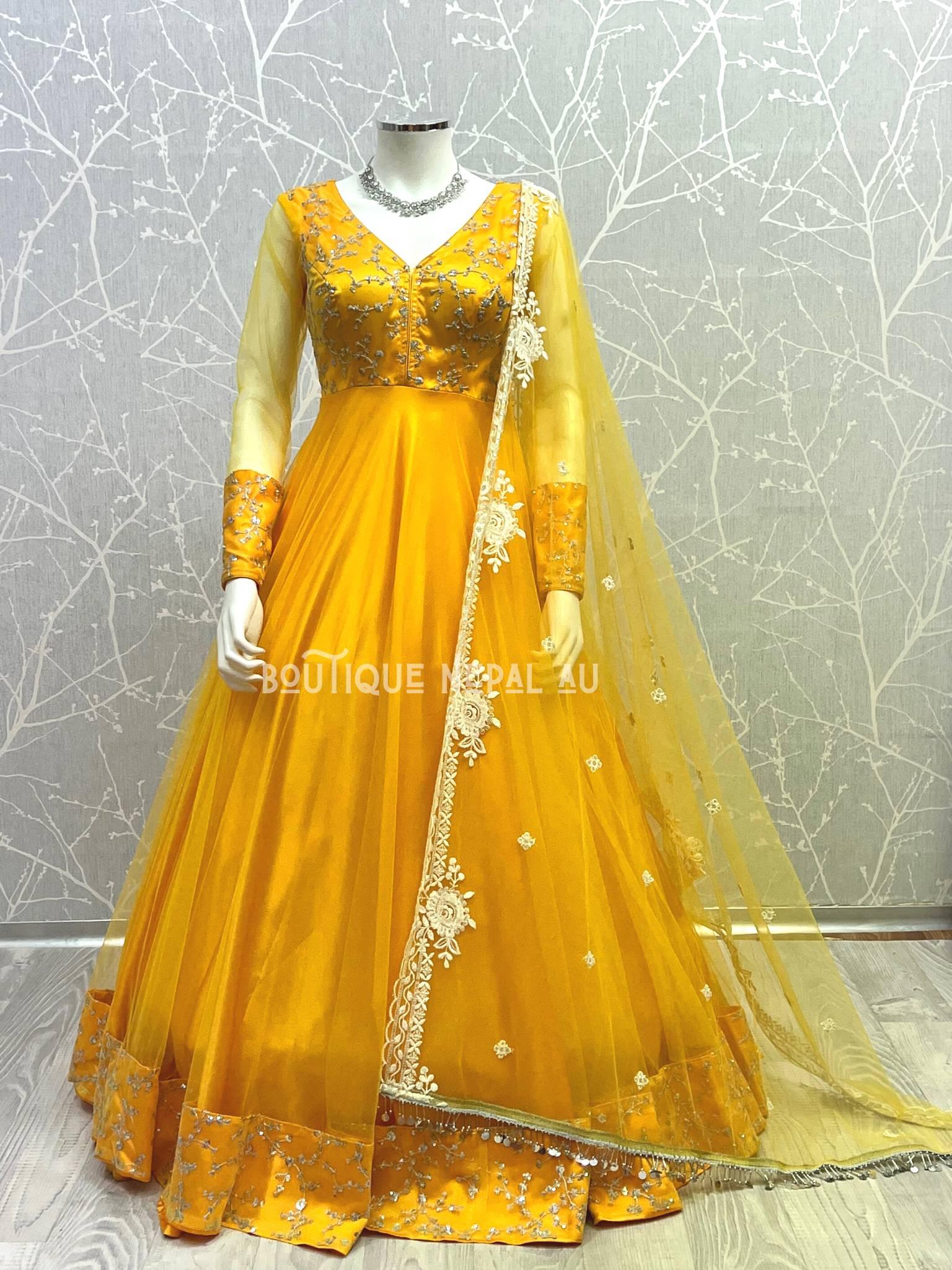 One Piece Dresses - One Piece Gown Party Ware Dress In Chanderi Silk  Sleeves can be attached Embroidery Worked High Quality - Kathmandu District  - Nepal - One Piece Dresses - Pradesh